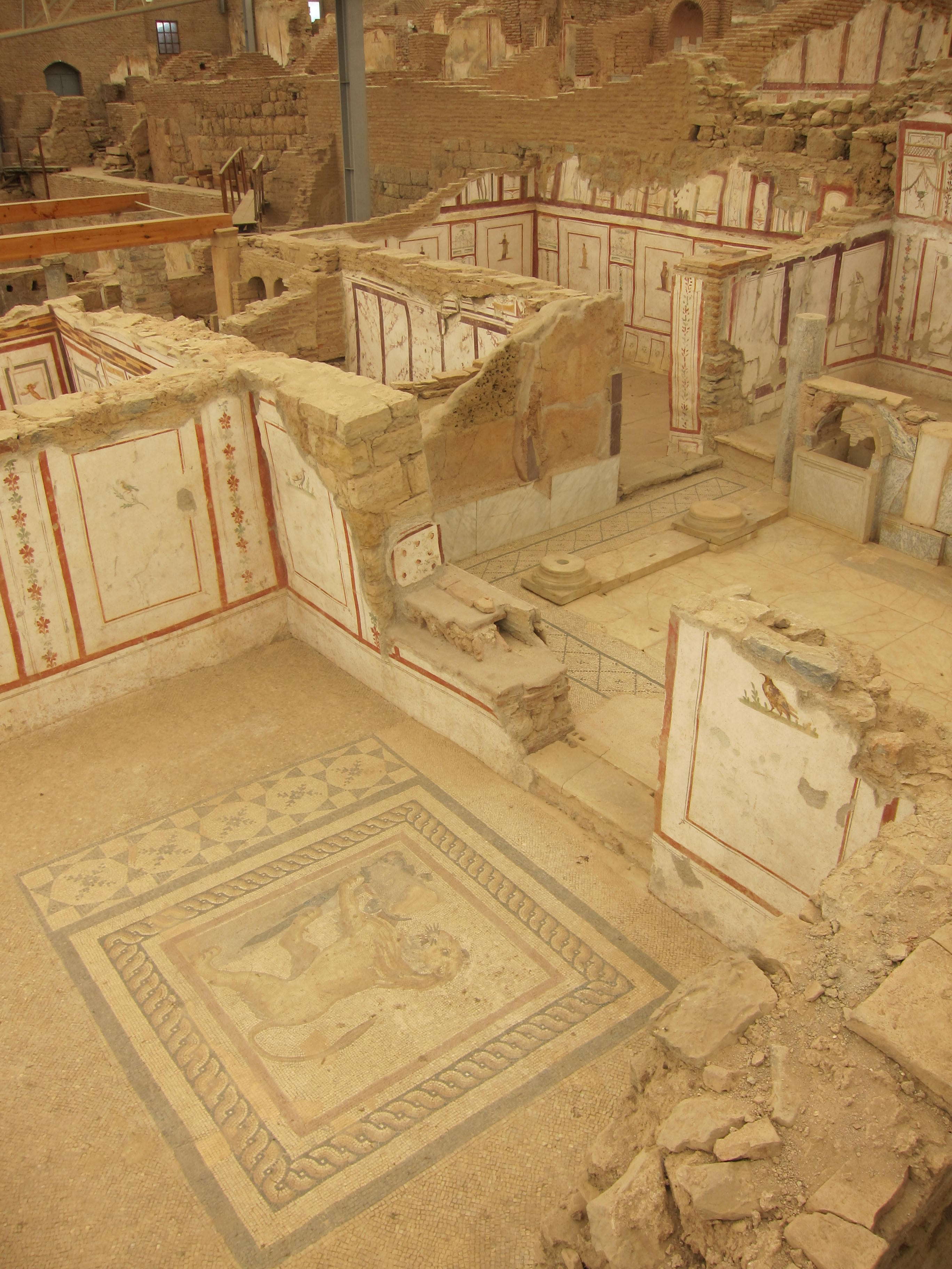Terrace Houses View of the frescoes and mosaics inside the Terrace Houses at Ephesus.